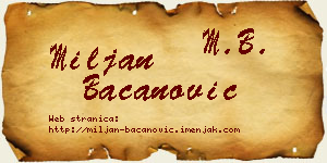 Miljan Bacanović vizit kartica